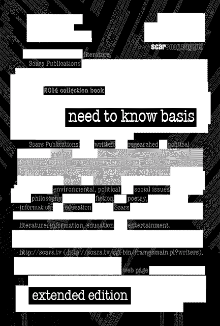 Need to Know Basis (extended edition): a 2014 poety & longer prose collection book front cover