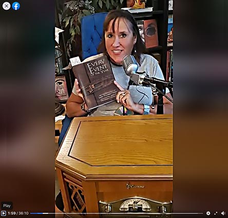 video still from Janet Kuypers reading her poetry 8/3/20 for WZRD CHicaog Radio from her book “Every Event of the Year (Volume Two: July-December)”