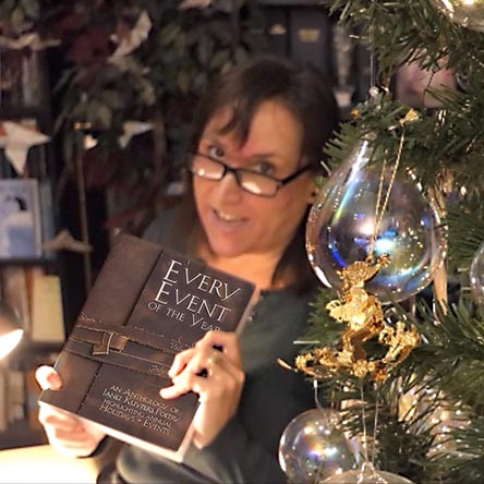 video still from Janet Kuypers reading her poetry 12/1/20 from her book “Every Event of the Year (Volume Two: July-December)” for the Cafe Gallery