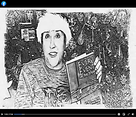 video still from Janet Kuypers reading her poetry 12/15/20 from her book “Every Event of the Year (Volume Two: July-December)” for the Cafe Gallery