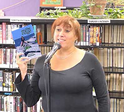 video still from reading from On The Edge at Recycled Reads 8/18/18