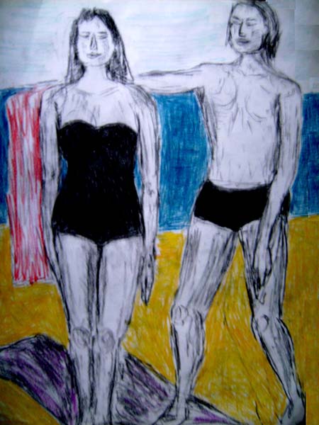 Bathers, art by David Russell