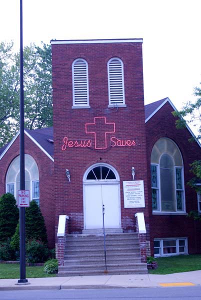 Jesus Saves - chruch neon front, photograph copyright 2011-2015 Janet Kuypers