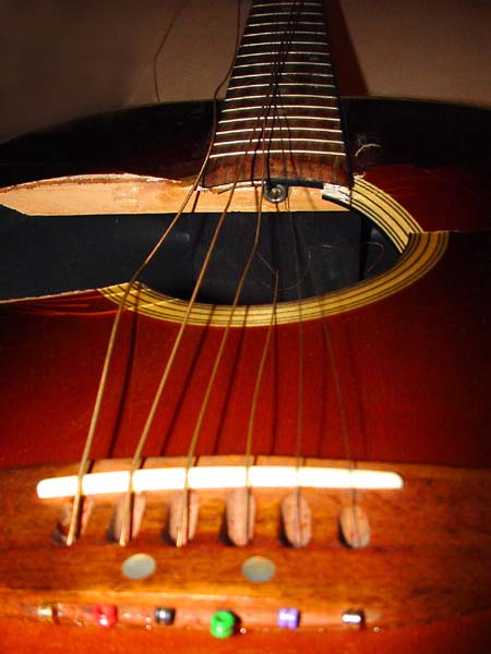 string theory broken guitar with strings