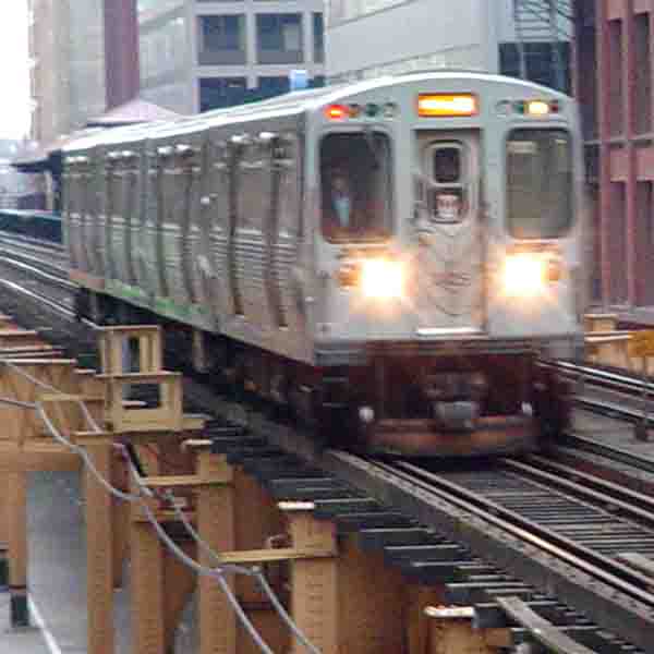 the Chicago “L” train in hte loop 11/27/03