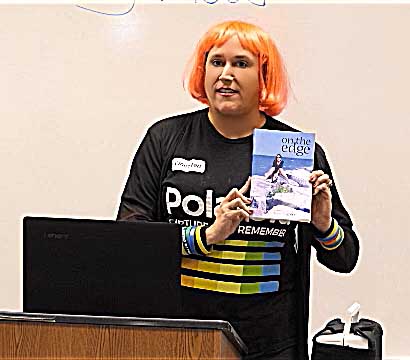a video still of Janet Kuypers at Poetry Aloud