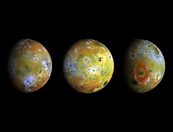 Three images of Io from NASA