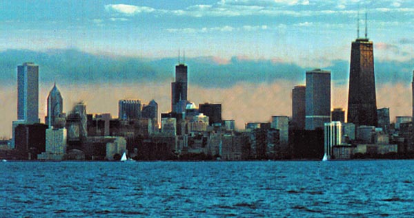 Chicago skyline from Lake Michigan image copyright © 1995-2018 Janet Kuypers