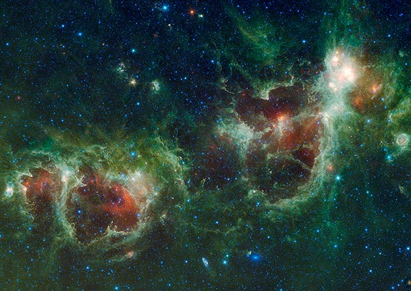 The Heart and Soul nebulae, NASA’s WISE (Wide-field Infrared Survey Explorer) infrared mosaic
