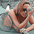 Janet playing tennis