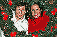 Janet and John with a christmas wreath