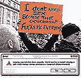 a man with a protest sign against the government, plus a computer error message for restarting Anmerica in Safe Mode