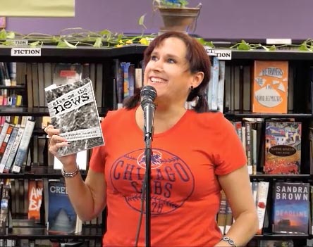 Janet with the book “Give me the News” at Recycled Reads 10/21/17