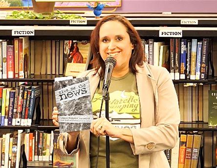Janet with the book “Give me the News” at Recycled Reads 1/7/18