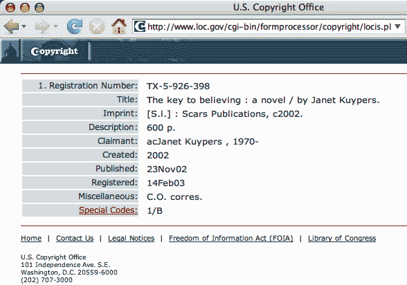 coppyright proof on U.S. Government web page